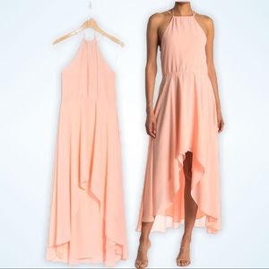 NWOT HALSTON EVENING High Neck Dress, Magnolia